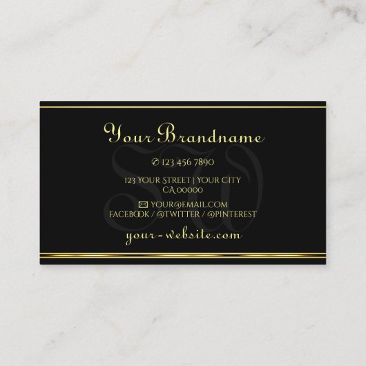 Coral Pink Green Ombre Glitter Initialen Gold Blac Visitekaartje (Achterkant)