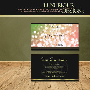 Coral Pink Green Ombre Glitter Initialen Gold Blac Visitekaartje
