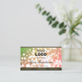Coral Pink Green Ombre Glitter Logo Gold en Black Visitekaartje (Staand voorkant)