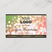Coral Pink Green Ombre Glitter Logo Gold en Black Visitekaartje (Voorkant)