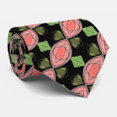 Coral Pink Greens en Black Stropdas (Opgerold)