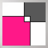 Coral Pink Grey Squares Poster (Voorkant)