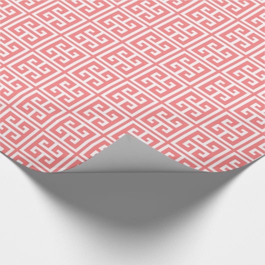 Coral Pink - Grieks sleutelpatroon Cadeaupapier (Hoek)