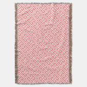 Coral Pink - Grieks sleutelpatroon Deken (Voorkant Verticaal)