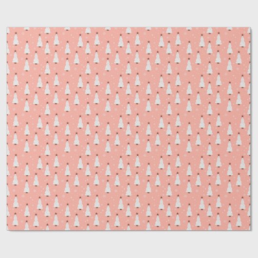 Coral Pink kerstfeestjes Boho Trendy  Cadeaupapier (Vlak)