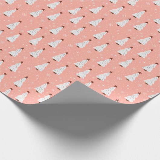 Coral Pink kerstfeestjes Boho Trendy  Cadeaupapier (Hoek)