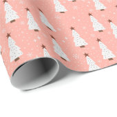 Coral Pink kerstfeestjes Boho Trendy  Cadeaupapier (Rol Hoek)