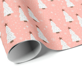 Coral Pink kerstfeestjes Boho Trendy  Cadeaupapier