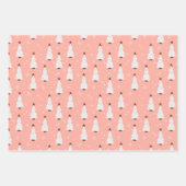 Coral Pink kerstfeestjes Boho Trendy Inpakpapier Vel (Voorkant)