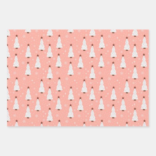 Coral Pink kerstfeestjes Boho Trendy Inpakpapier Vel (Voorkant)