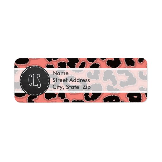 Coral Pink Leopard Print; Chalkboard look Etiket (Voorkant)