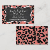 Coral Pink Leopard Print; Chalkboard look Visitekaartje (Voorkant / Achterkant)