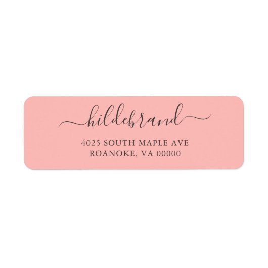 Coral Pink Loose Script Etiket (Voorkant)