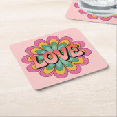 Coral Pink LOVE Roze Onderzetter Set (Schuin)