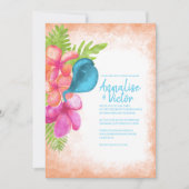 Coral Pink Malibu Blue Tropical Weddenschap Kaart (Voorkant)