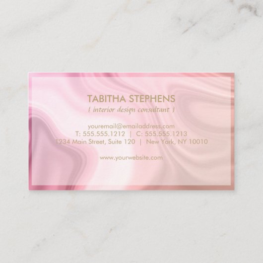 Coral Pink Melted Swirls Designer Business Visitekaartje (Achterkant)