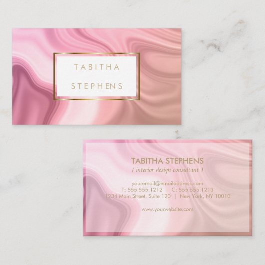 Coral Pink Melted Swirls Designer Business Visitekaartje (Voorkant / Achterkant)