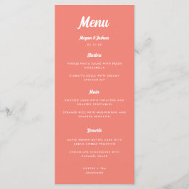 Coral Pink Modern Script Wedding Menu