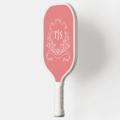 Coral Pink Monogram Initial Girly Classic Crest Pickleball Paddle (Links)