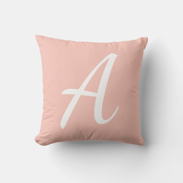 Coral Pink Monogram Kussen (Voorkant)