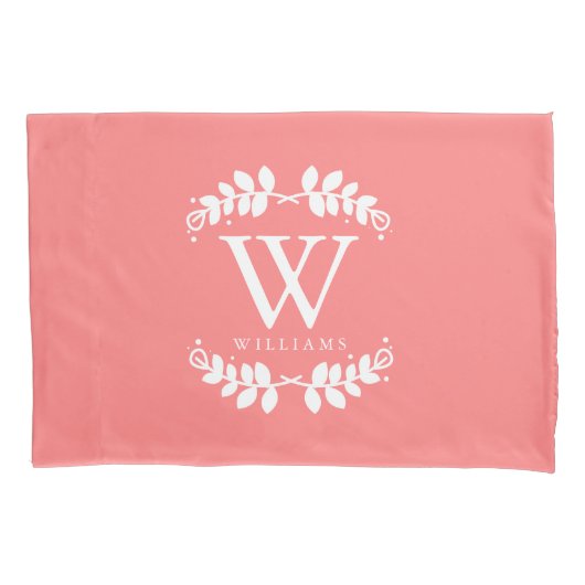 Coral Pink Monogrammed Kussensloop (Voorkant)