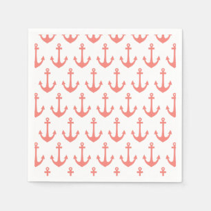 Coral Pink Nautical Anchor Patroon Servetten