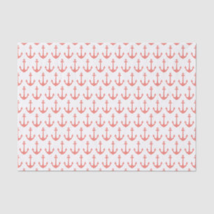 Coral Pink Nautical Anchor Patroon Tissuepapier