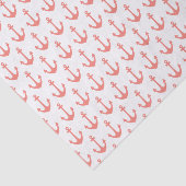 Coral Pink Nautical Anchor Patroon Tissuepapier (Detail)