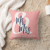 Coral Pink & Navy Blue | De heer & mevrouw Custom  Kussen (Deken)