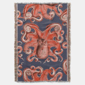 Coral Pink  Octopus Zee Creature Deken (Voorkant Verticaal)