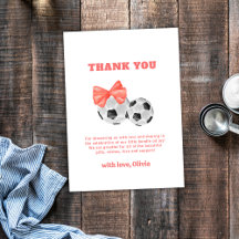 Coral Pink Oh Baby Bow Soccer Sport Baby Shower