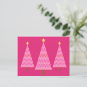 Coral Pink Ombre moderne kerstbomen Feestdagenkaart (Staand voorkant)