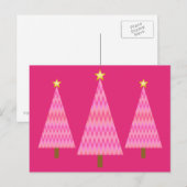 Coral Pink Ombre moderne kerstbomen Feestdagenkaart (Voorkant / Achterkant)