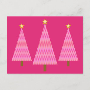 Coral Pink Ombre moderne kerstbomen Feestdagenkaart