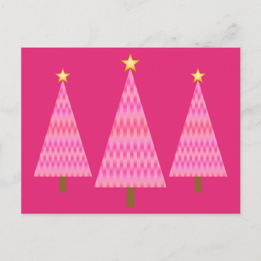Coral Pink Ombre moderne kerstbomen Feestdagenkaart (Voorkant)