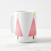 Coral Pink Ombre moderne kerstboom Koffiemok (Voorkant links)