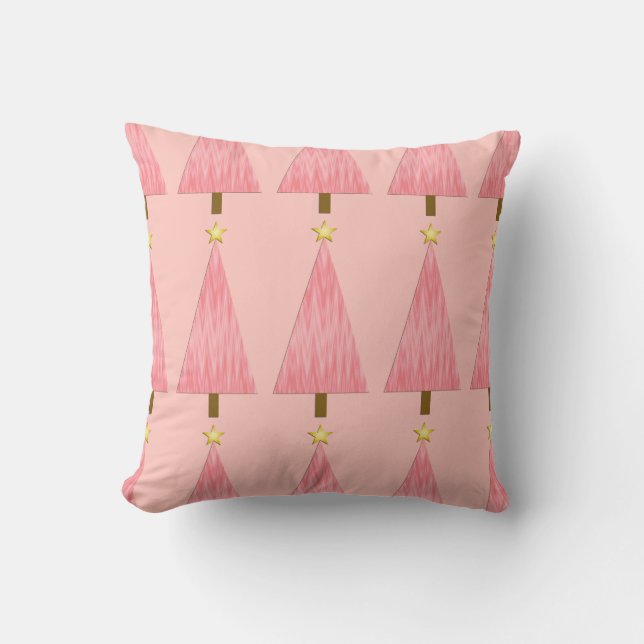 Coral Pink Ombre moderne kerstboom Kussen (Voorkant)