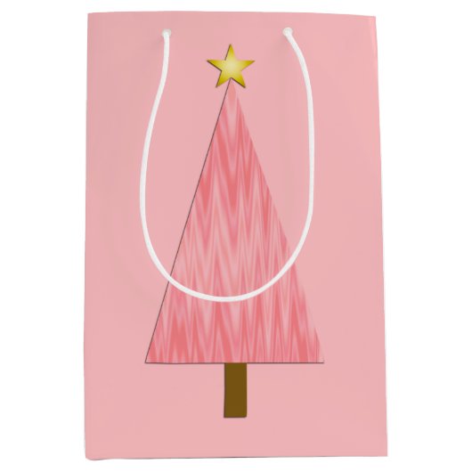 Coral Pink Ombre moderne kerstboom Medium Cadeauzakje (Voorkant)