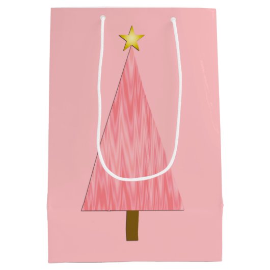 Coral Pink Ombre moderne kerstboom Medium Cadeauzakje (Achterkant)