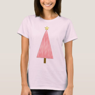 Coral Pink Ombre moderne kerstboom T-shirt