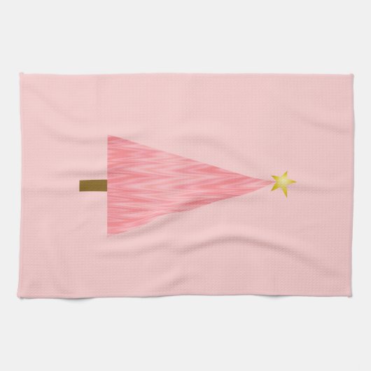 Coral Pink Ombre moderne kerstboom Theedoek (Horizontaal)