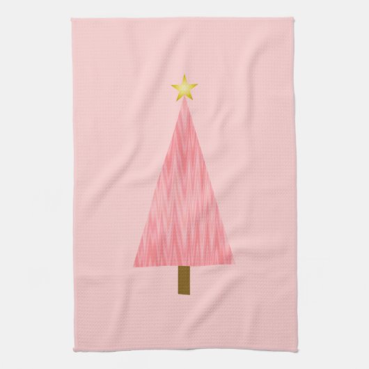 Coral Pink Ombre moderne kerstboom Theedoek (Verticaal)
