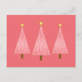 Coral Pink Ombre Retro Moderne kerstbomen Feestdagenkaart (Voorkant)