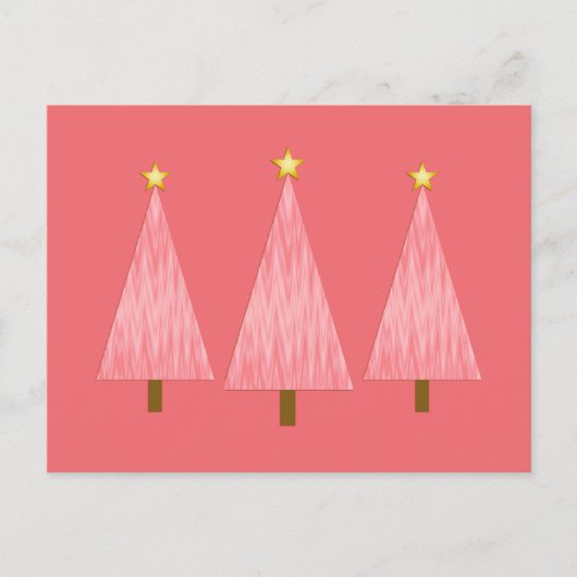 Coral Pink Ombre Retro Moderne kerstbomen Feestdagenkaart (Voorkant)