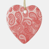 Coral Pink Paisley Heart Keramisch Ornament (Rechts)