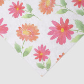 Coral Pink Peach Waterverf Daisy Pattern Tissuepapier (Detail)