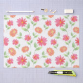 Coral Pink Peach Waterverf Daisy Pattern Tissuepapier (Craft)