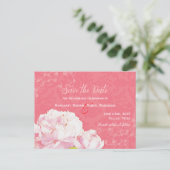 Coral Pink Peony Wedding Save the Date Aankondigingskaart (Staand voorkant)
