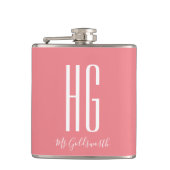 Coral Pink Personalized Name Monogram Heupfles (Voorkant)