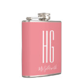 Coral Pink Personalized Name Monogram Heupfles (Rechts)